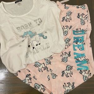 Womens Unicorn Jogger Pajama Set